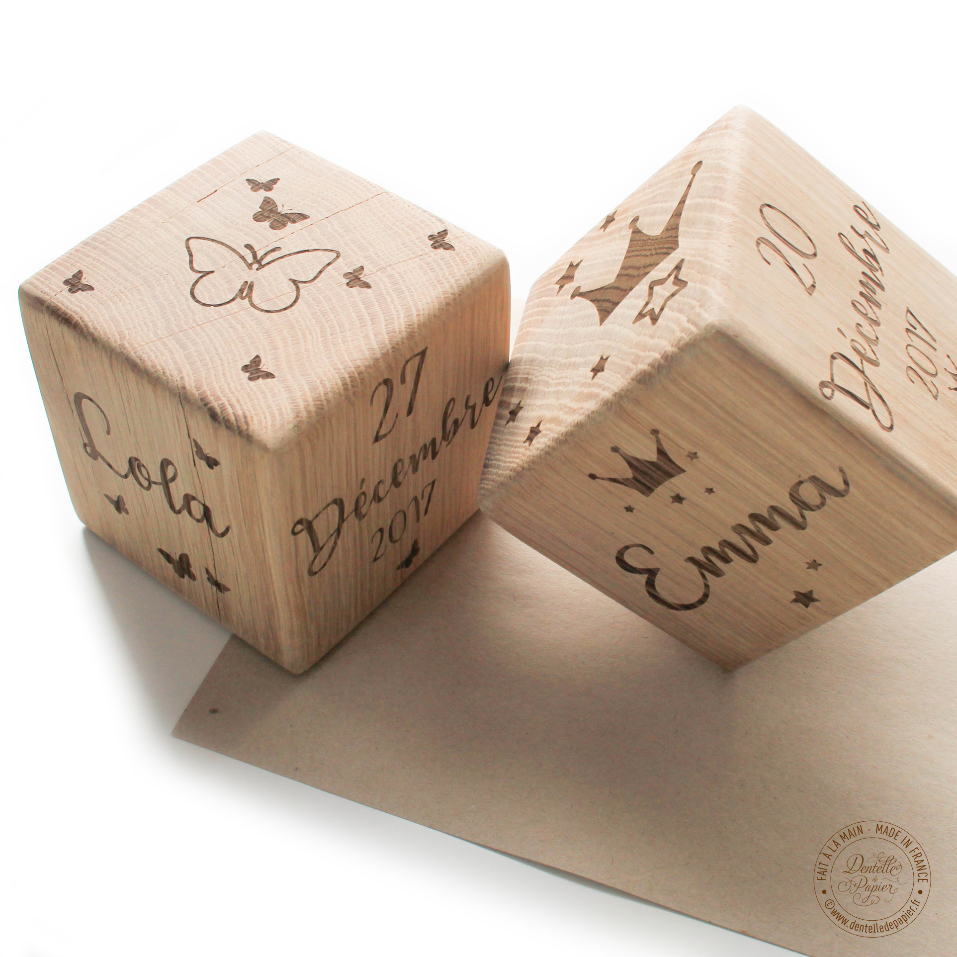 Cube en bois personnalisé Cadeau bébé souvenir de naissance